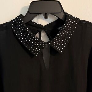 Black Blouse with Studded Peter Pan Collar